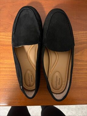 Hush Puppies Black Suede Loafers 7.5W